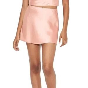 Wild Fable Women's Pink Peach Satin Lace Trim Mini Slip Skirt Size M NWT